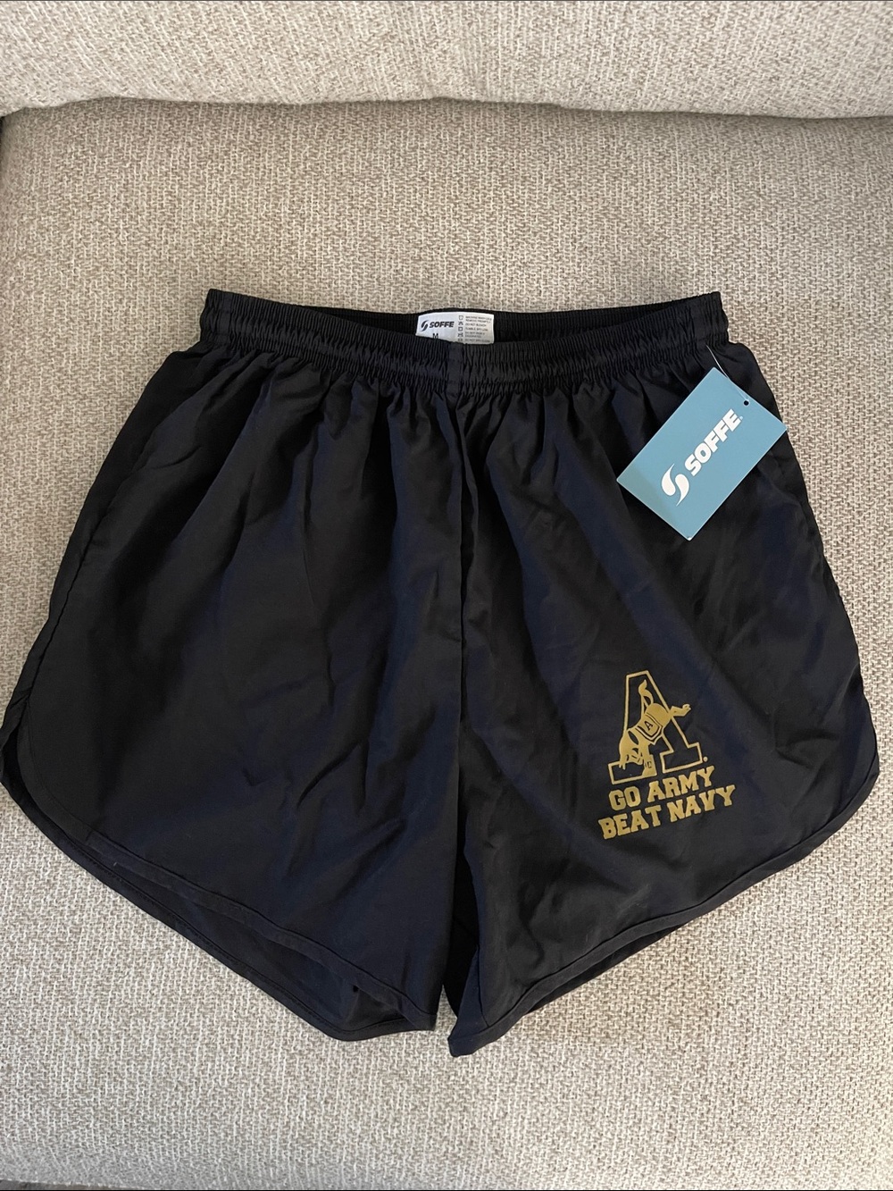 NWT Soffe Black Athletic Shorts with Gold Army Logo Size M